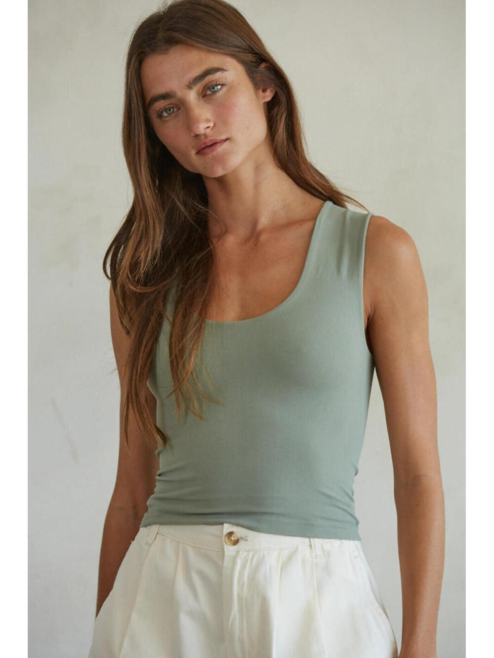 Smooth Move Double Layer Seamless Tank - Sage
